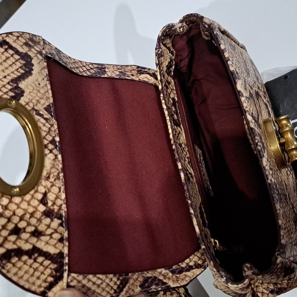 Margot Lina Flap Satchel Snake Print Embossed Leather Bag - Picture 8 of 10